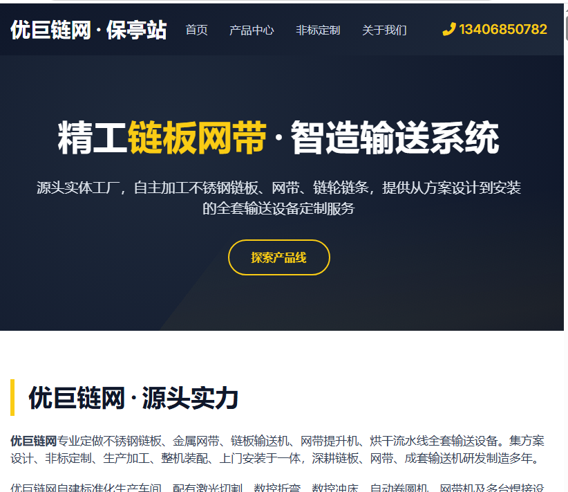 优巨链网保亭分站页面示例